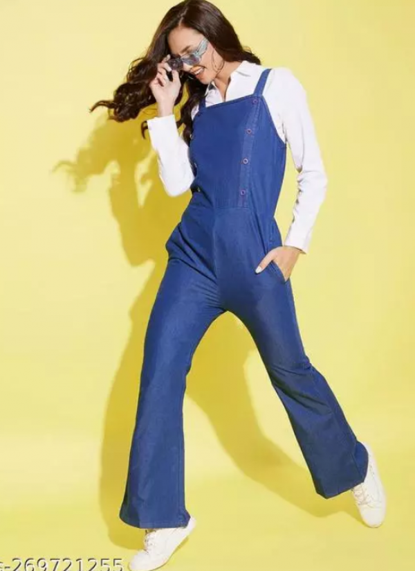 Jumpsuit Denim dengan Tali Bahu